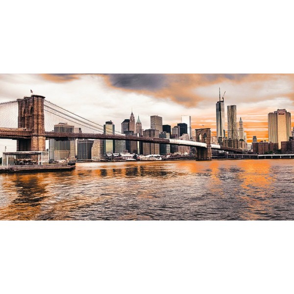 Quadro Ponte Brooklyn Tramonto New York City Stampa Mdf Tela Swarovski Pannello