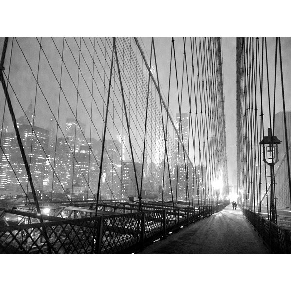 Quadro Ponte di Brooklyn di Notte 4 New York Stampa su Mdf o Tela Swarovski Casa Foto
