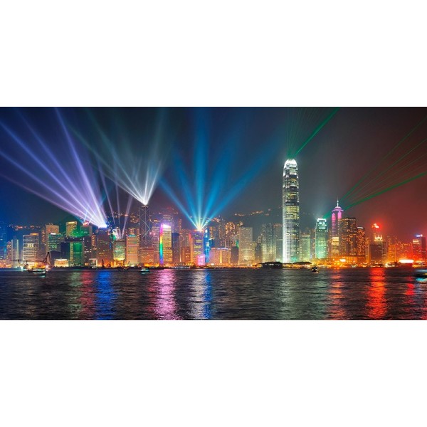 Quadro Sinfonia di Luci Hong Kong Stampa su Mdf o Tela Swarovski Pannello Casa