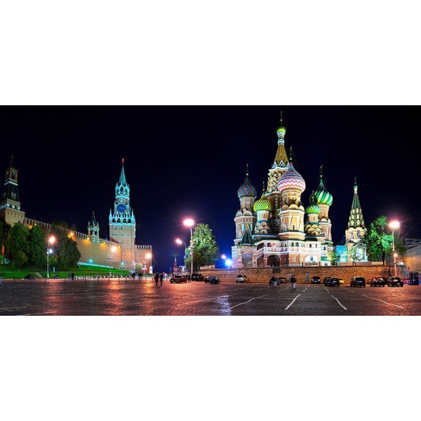 Quadro Red Square di Notte Mosca Stampa su Mdf o Tela Swarovski Pannello Casa