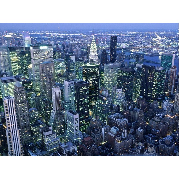 Quadro Veduta Manhattan al Tramonto New York 3 Stampa su Mdf Tela Swarovski Casa