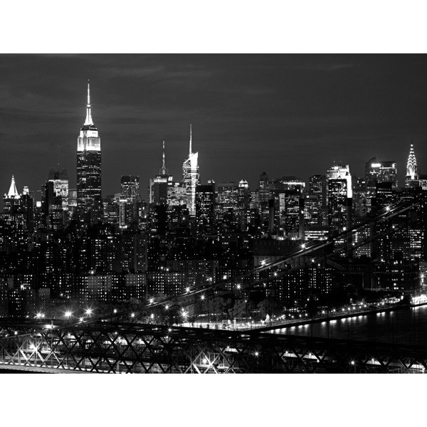 Quadro Veduta Manhattan di la notte 7 Stampa Mdf Tela Swarovski Arredo Casa Foto