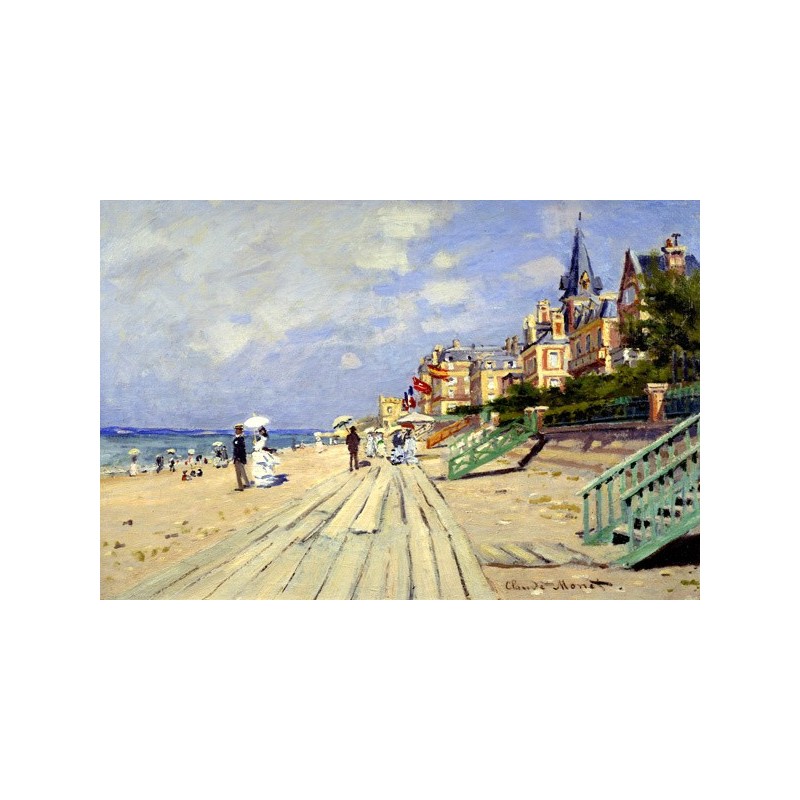 Quadro CLAUDE MONET Spiaggia di Trouville Stampa Mdf Tela Swarovski Arredo  Casa