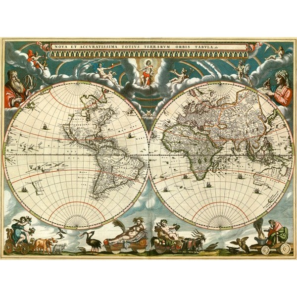 Quadro Mappa Emisfero Mondo 1664 Cartina Geografica Stampa su Mdf Tela  Swarovski