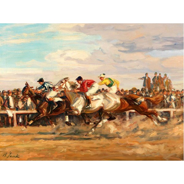 Quadro ANGELO JANK Horse Race  Animali Stampa su Mdf o Tela Swarovski Pannello