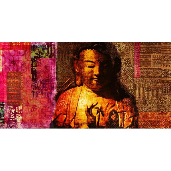 Quadro Buddha Sogno d'Oro Stampa su Mdf o Tela Swarovski Pannello Arredo Casa