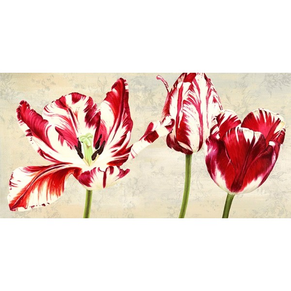 Quadro Pianta Fiori Tulipani Reale Stampa Mdf Tela Swarovski Arredo Casa Panello