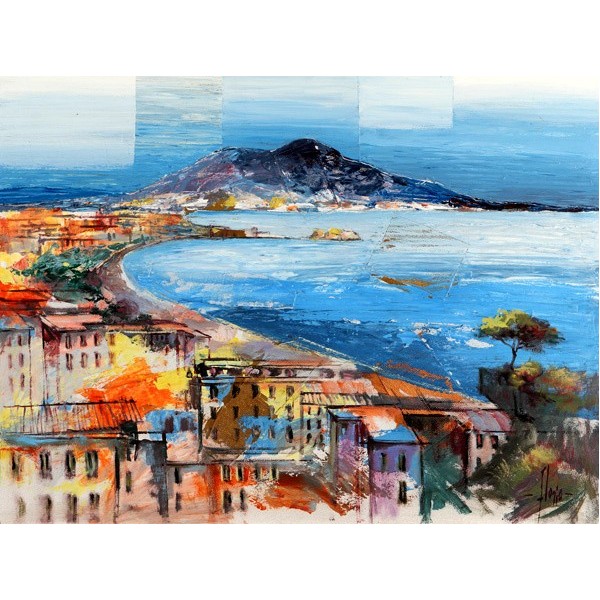 Quadro Golfo Napoli Paesaggio Mare Stampa su Mdf o Tela Swarovski Arredo  Casa