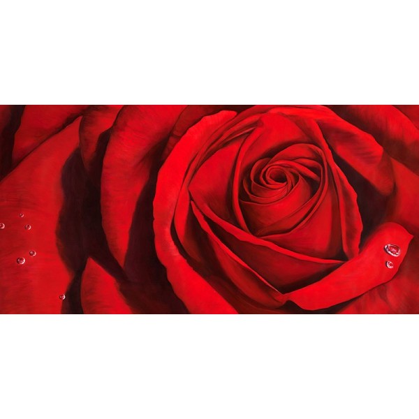 Quadro Fiori Rosa Rossa N 4 Stampa su Mdf o Tela Swarovski Arredo Casa Panello