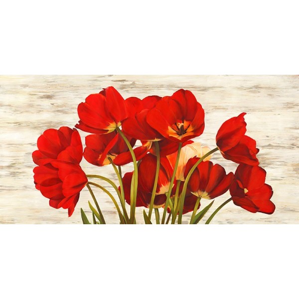 Quadro Fiori Tulipani Francesi Stampa su Mdf Tela Swarovski Arredo Casa Panello