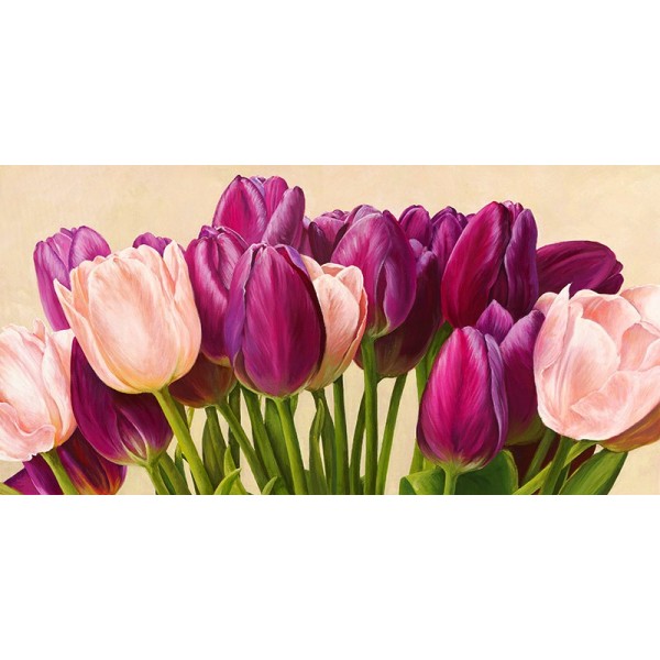 Quadro Fiori Tulipani n 3 Stampa su Mdf o Tela Swarovski Arredo Casa Panello