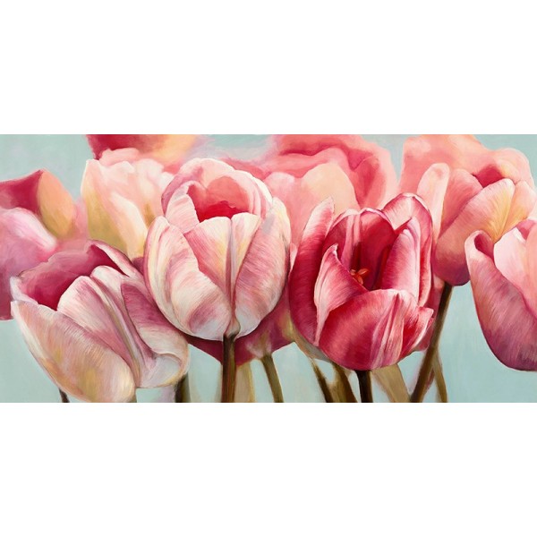 Quadro Fiori Tulipani N 5 Stampa su Mdf o Tela Swarovski Arredo Casa Panello