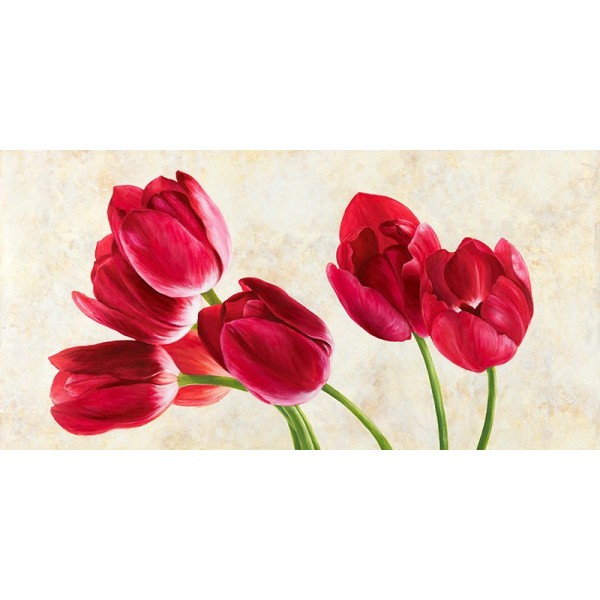 Quadro su Tela Tulipani, fiori, nero ornamentali e pagine da