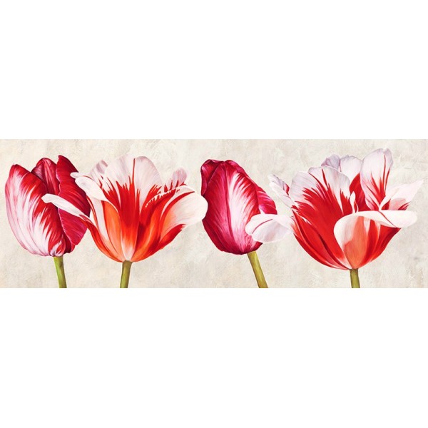 Quadro Fiori Tulipani Bianchi Stampa su Mdf o Tela Swarovski Arredo Casa Panello
